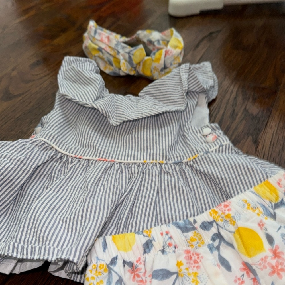 Tommy Bahama lemon set navy pin strip dress